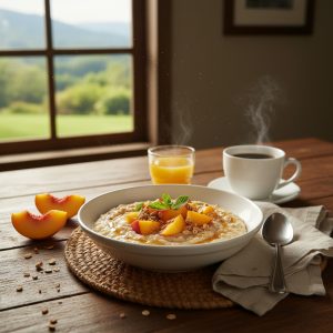 پوره جو دوسر پرک با هلو و بادام OAB